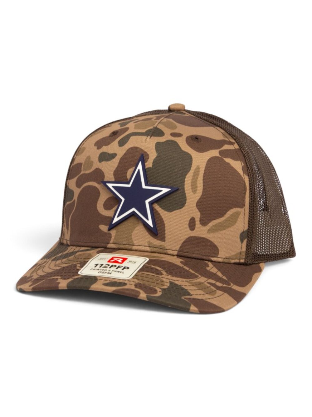 Dallas Cowboys 3D Snapback Trucker Hat- Bark Duck Camo/ Brown